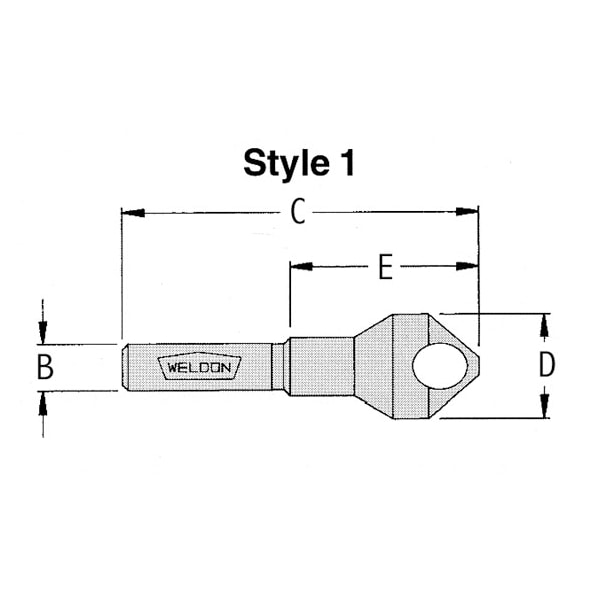 .307"-25/32" 1/2" Shank 82 Degree Pilotless Countersink